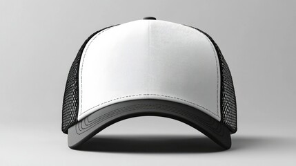  Mockup trucker hat with white and black mesh.