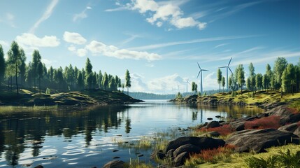 Fototapeta premium lake and mountains