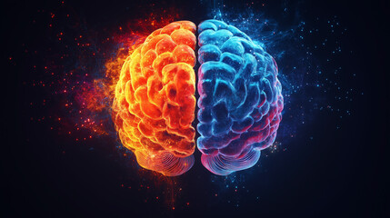 Obraz premium Abstract Digital Brain: A Vibrant Representation of Thought and Innovation in Technology