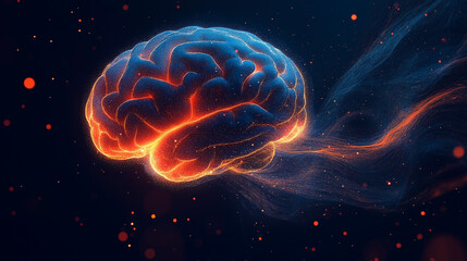 Fototapeta premium Abstract Digital Brain: A Vibrant Representation of Thought and Innovation in Technology