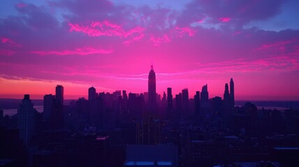 New York City midtown Manhattan skyline at dawn