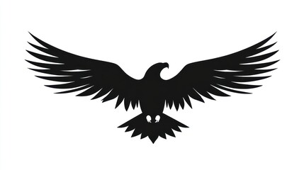 Obraz premium Black Eagle Silhouette Wings Spread In Flight