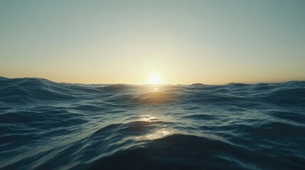Obraz premium Tranquil Ocean Waves at Dusk with Beautiful Sunset Reflection
