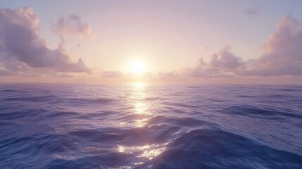 Obraz premium Serene Ocean View with Soft Clouds and Golden Sunrise Reflection