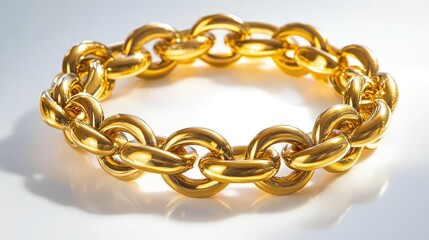 Obraz premium Elegant Gold Chain Bracelet on Reflective Surface in Soft Light