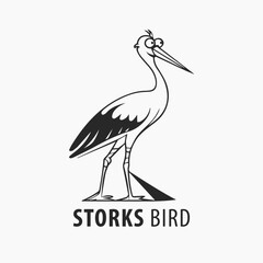 Minimalist bird logo design black and white