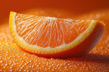 Juicy Ripe Orange Fruit Slice Closeup