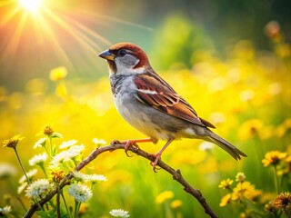 Drone Photography: Little Sparrow Aerial View, Bird's Eye Perspective, Tiny Bird, High Angle Shot, Nature Photography, Wildlife Photography, Avian Photography, Bird in Flight, Cute Sparrow, Small Bird