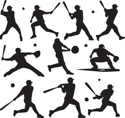 Baseball players silhouettes.