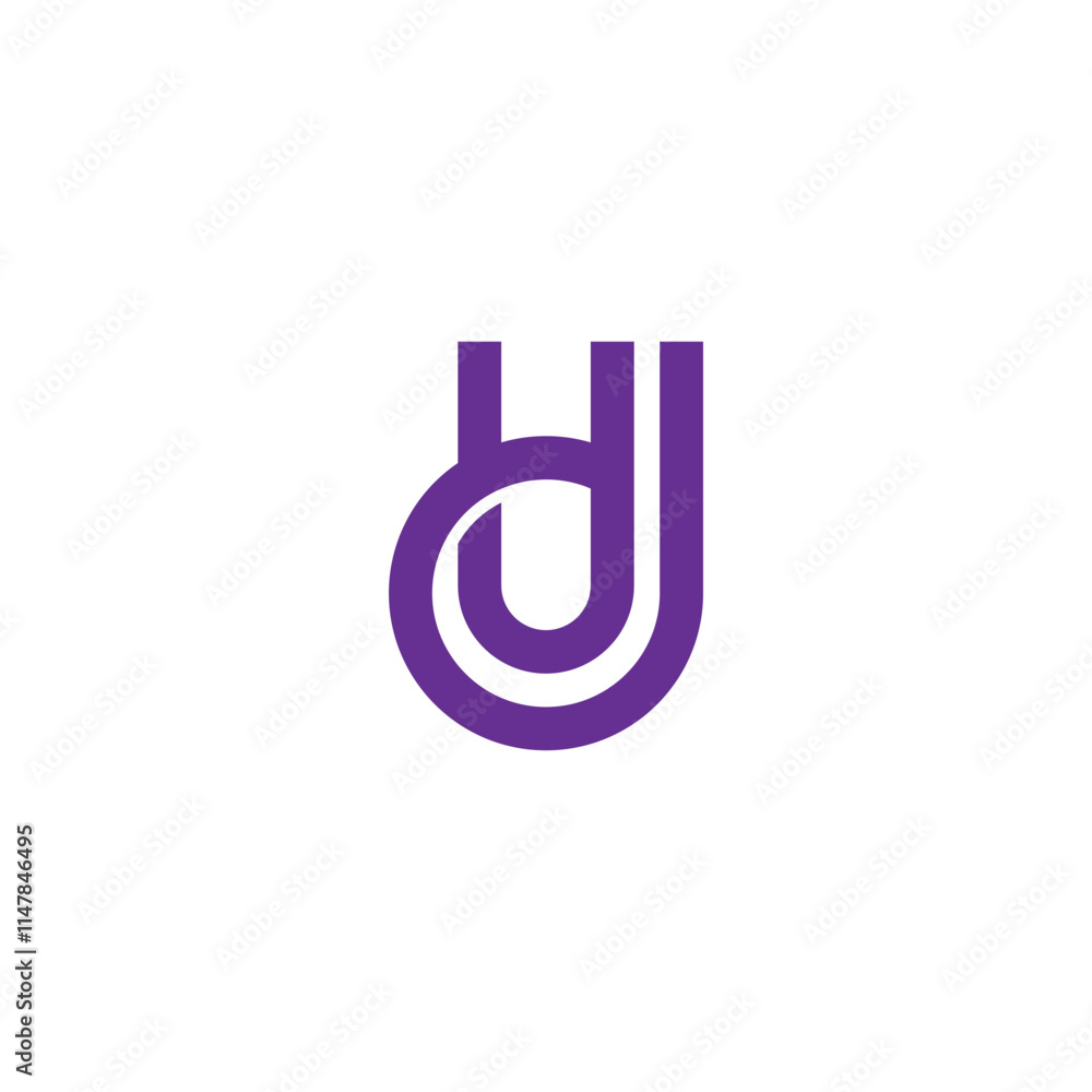 Poster letter ud linked 3d flat simple geometric loop logo vector
