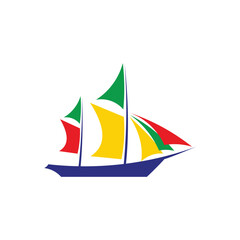 sailing boat simple colorful ship decoration symbol icon vector