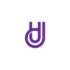 letter ud linked 3d flat simple geometric loop logo vector