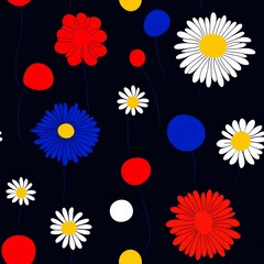 Obraz premium Bold Polka Dot Floral Pattern with Vibrant Colors