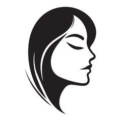 Stylish Female Profile Silhouette Graphic for Cosmetic Business Design