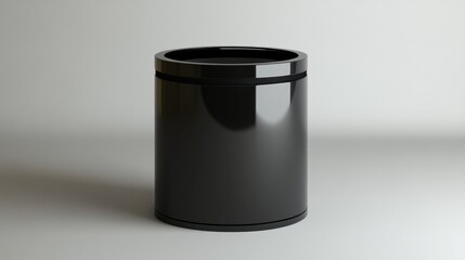Black Modern Trash Can on Minimalist Background in Studio Setting