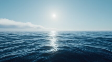 Serene Ocean View Under Bright Sunlight with Gentle Waves