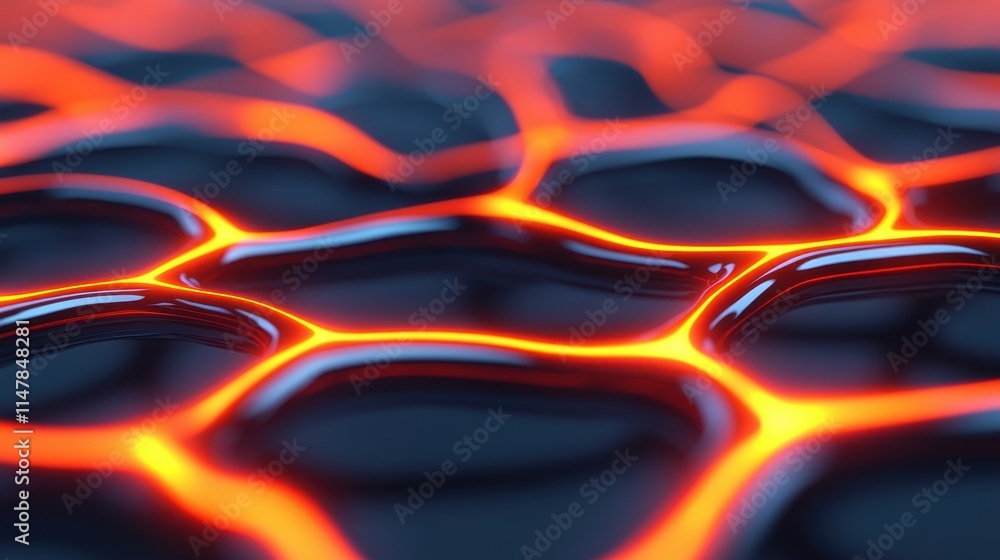 Poster abstract glowing lava texture with fluid black background and patterns