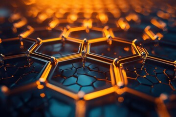 Fototapeta premium Advanced structure of a metallic mesh illustrating nanoscale design and innovation techniques