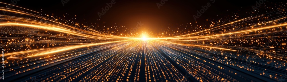 Poster a vibrant, dynamic scene depicting rays of light radiating from a central point, creating a sense of