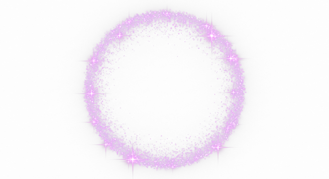 purple glitter circle with purple sparkles with star dust isolated on black background