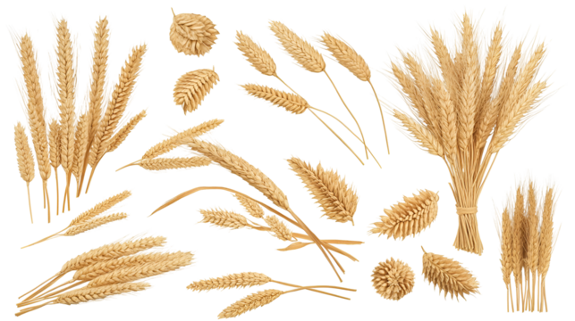 Golden Wheat Stalks, Ears, and Sheaves Agriculture Harvest Bounty