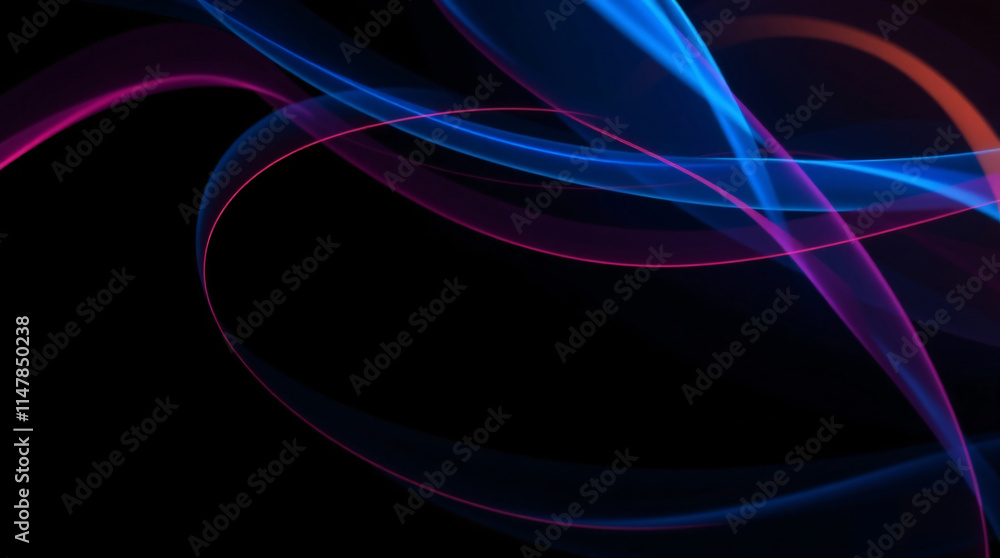 Wall mural A Stunning Abstract Digital Artwork Featuring Fluid Multicolored Light Trails Against a Dark Backdrop, Evoking Movement and Energy