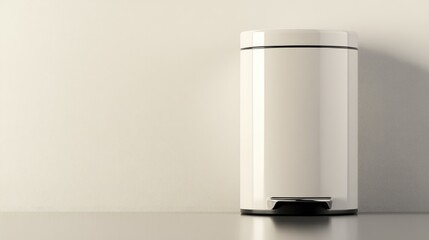 Modern White Trash Can with Foot Pedal on Minimalist Background