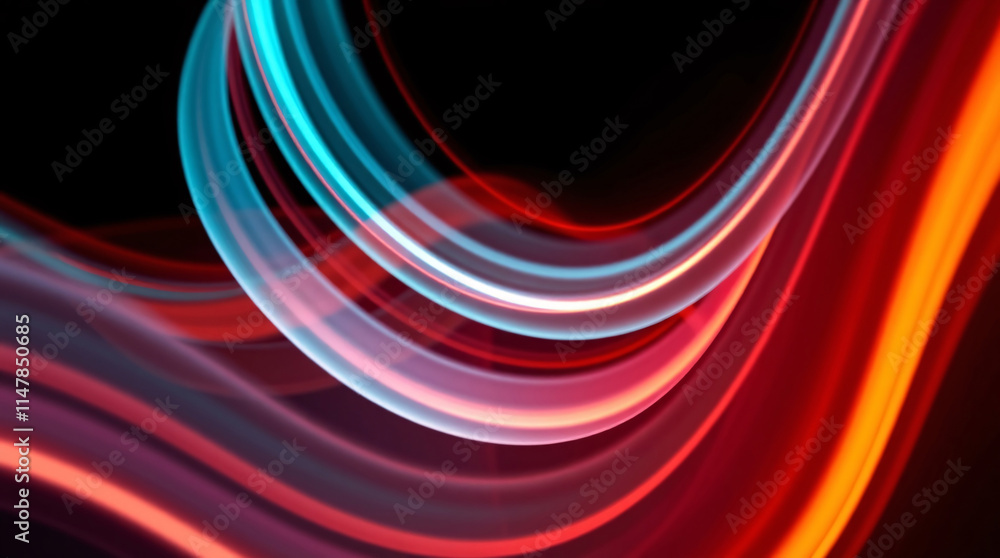Aufkleber abstract digital art with bright multicolored light trails and a dark background, creating an intrig