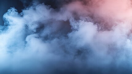 Fototapeta premium Realistic Dry Ice Smoke Clouds in Blue and Pink Background with Soft Gradients and Diffused Lighting Effects