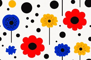 Bold Polka Dot Floral Pattern with Vibrant Colors