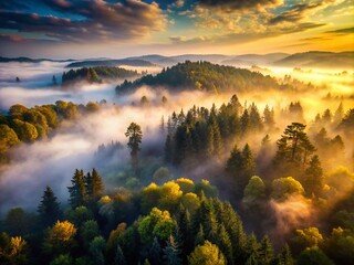 Foggy Forest, Misty Trees, Woodland Scene, Atmospheric Photography, Nature Photography