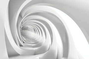 Fototapeta premium Abstract white spiral tunnel with a vanishing point. (1)