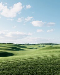 Naklejka premium Vibrant Rolling Hills with Clear Blue Sky