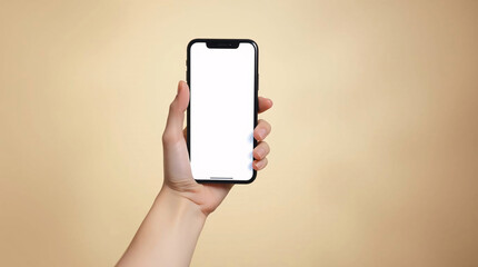 A Person Without a Face Holding a Smartphone with a Blank White Screen, Offering Space for Text or Graphic Design