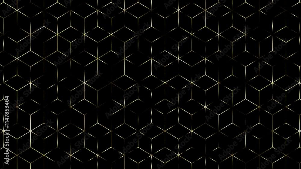 Aufkleber 4k abstract luxury black grey gradient backgrounds with golden metallic striped grid. geometric hexa