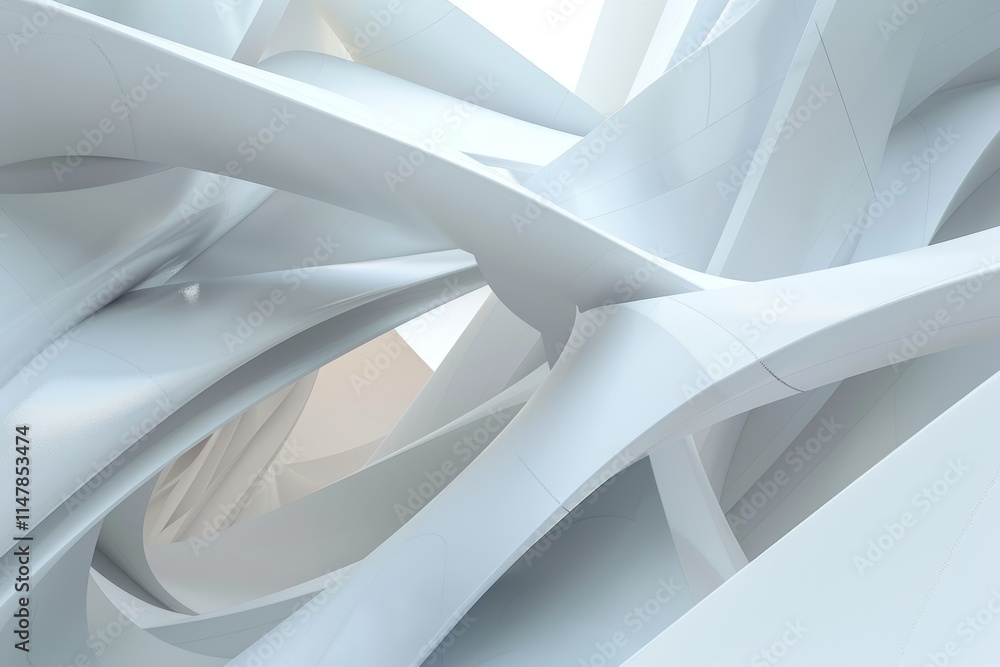 Poster abstract white structure with curved lines.