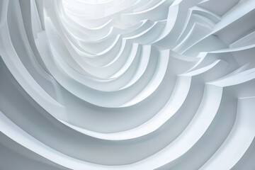 Abstract white swirling architectural design.