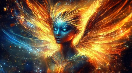 Embracing the guidance of an angel spirit.