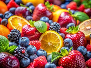 Obraz premium Fruit Power Wallpaper: Vibrant High-Res Laptop Background, Energizing Fruit Designs, Nutritious Food Photography