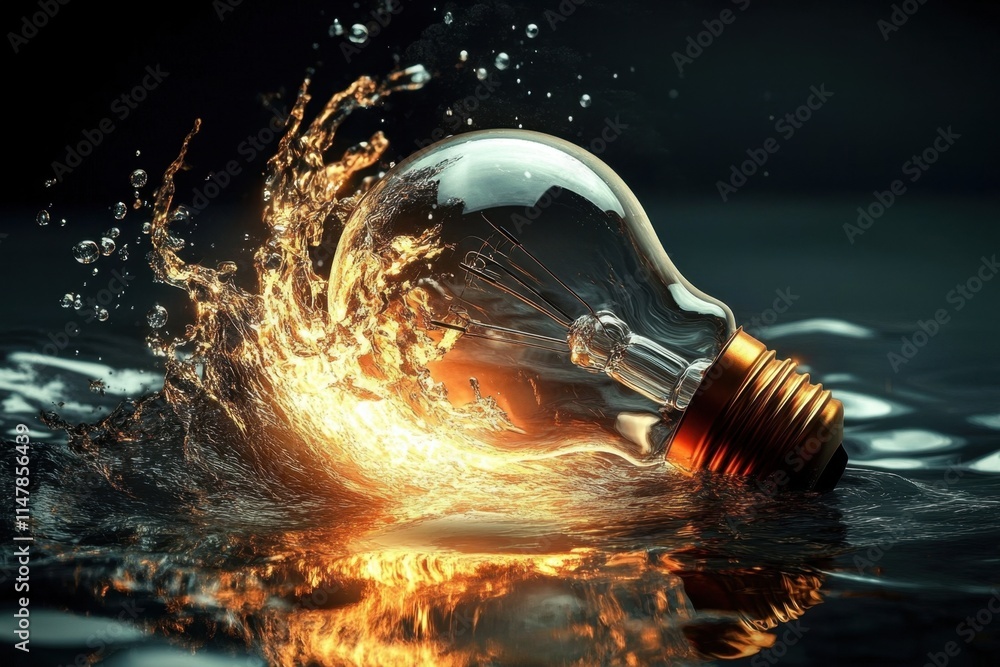 Poster a mesmerizing fusion of illumination and imagination in a submerged setting.