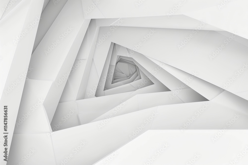 Poster abstract white triangular tunnel perspective.