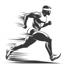 Fototapeta premium Muscular man sprinting fast, motion blur effect.