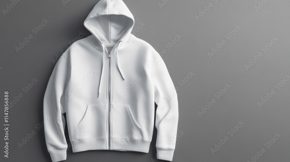 Fototapete Minimalist white hoodie mockup for customizable design with blank space for text display. Generative AI