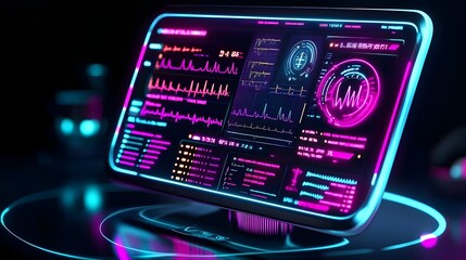 neon futuristic medical hud interface - cyberpunk aesthetics