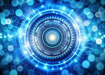 Futuristic Blue Geometric Circle Big Data Abstract Background, Bokeh Technology Wallpaper