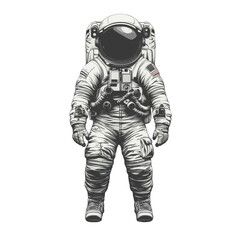 Fototapeta premium white icon of Astronaut isolated on a transparent background Minimalist flat icon, vector logo style sign clipart on a no background png