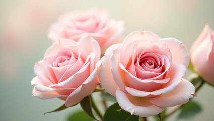 pink roses on a green background