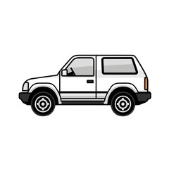 white icon of Car isolated on a transparent background Minimalist flat icon, vector logo style sign clipart on a no background png