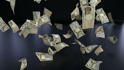 天から降ってくる一万円札