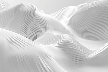 Abstract white wavy surface, 3D rendering.
